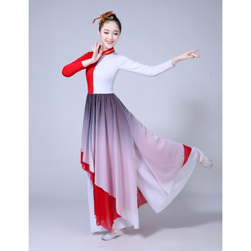 Folk dance costume classical dance performance costume adult female fan dance drumming water drum costume
